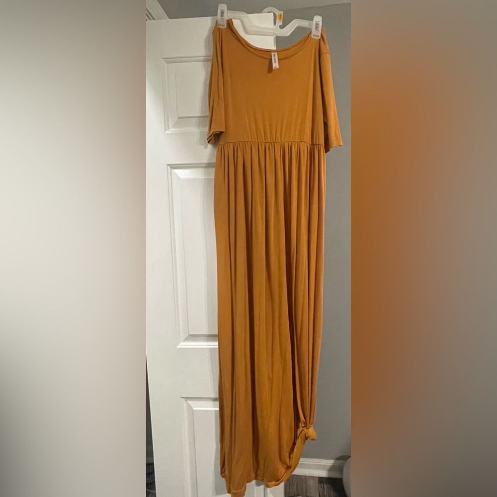 Zenana Maxi womens large dress mustard